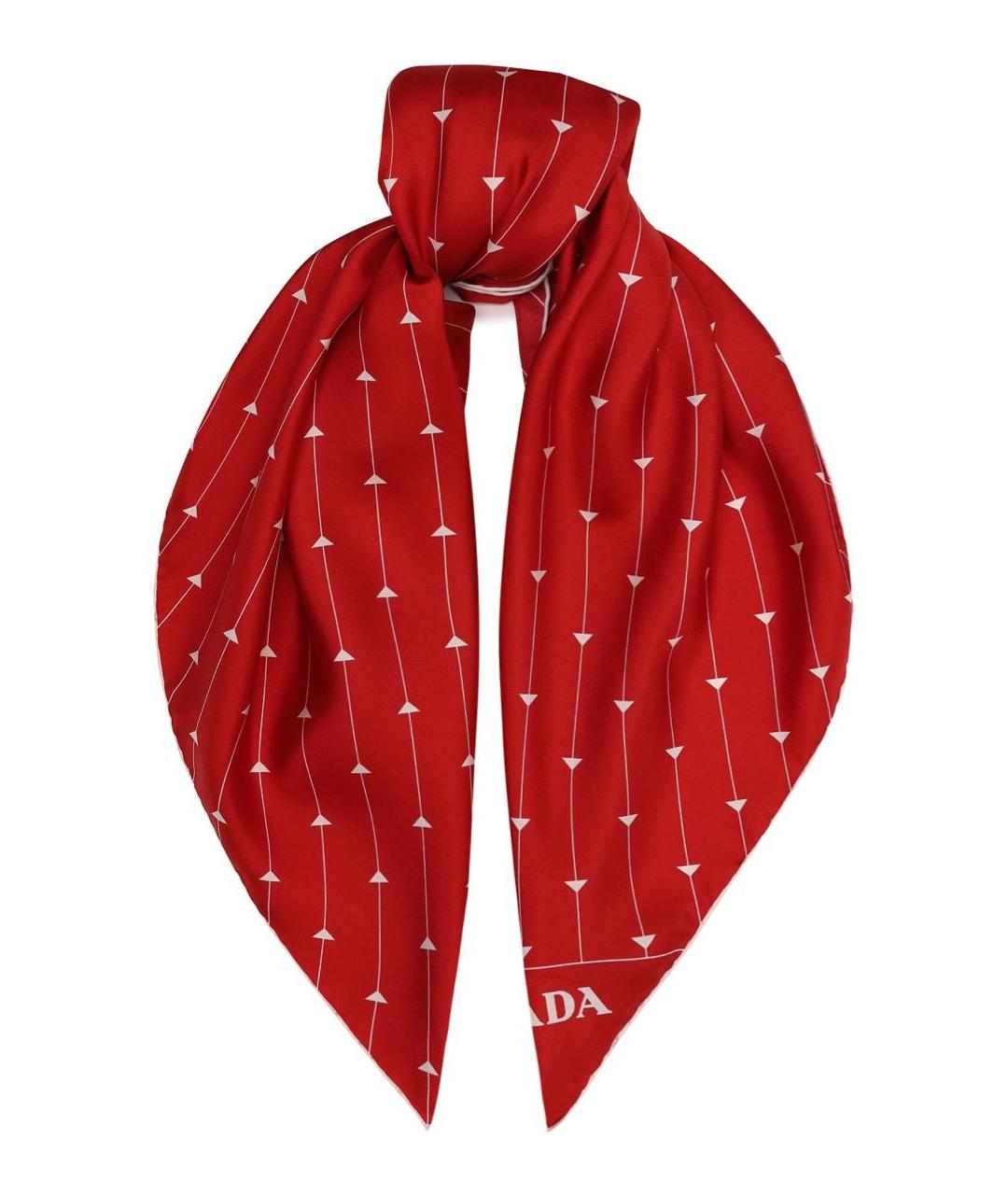 PRADA Красный шелковый платок, фото 1
