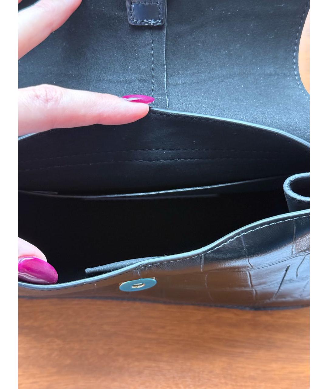 FURLA Черная кожаная сумка с короткими ручками, фото 4