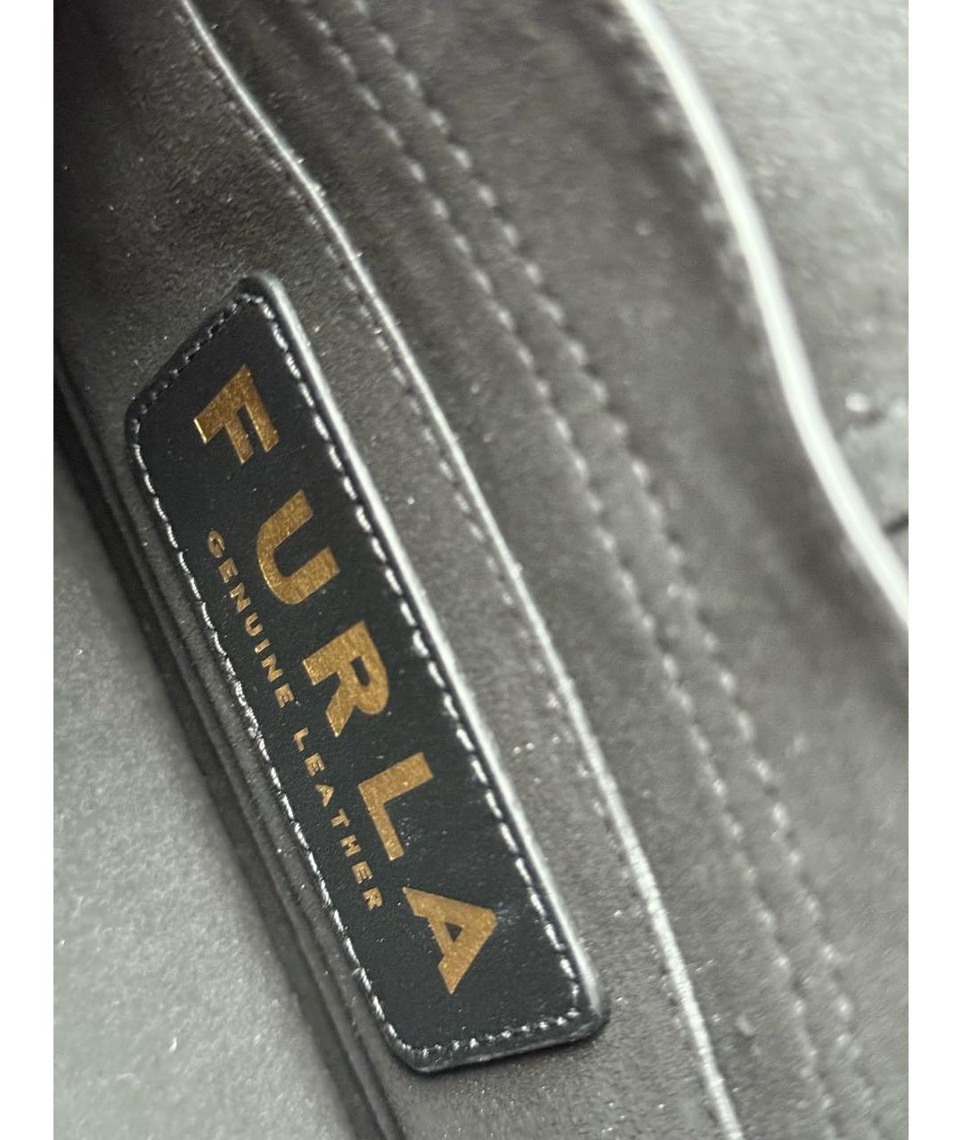 FURLA Черная кожаная сумка с короткими ручками, фото 6