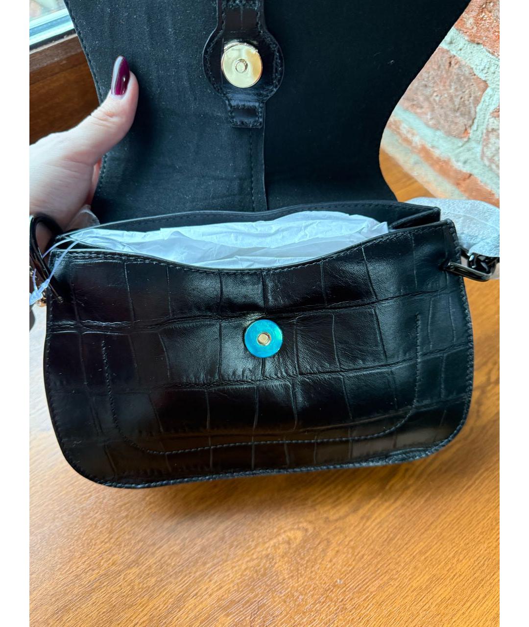FURLA Черная кожаная сумка с короткими ручками, фото 8