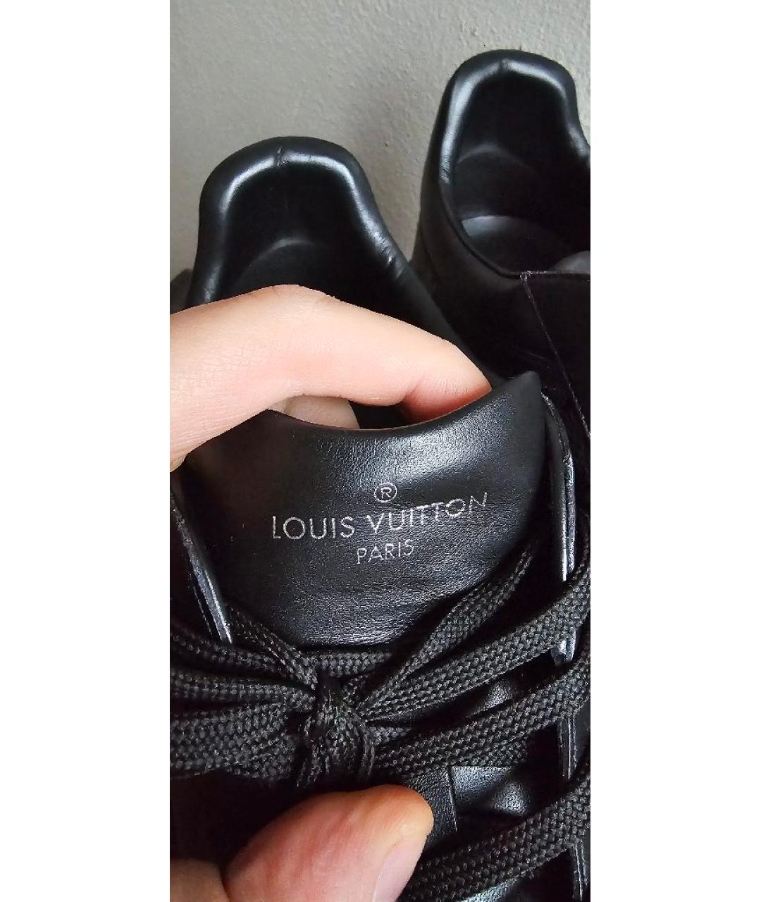 LOUIS VUITTON Черные кожаные низкие кроссовки / кеды, фото 7