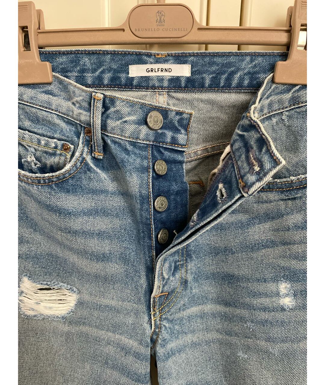 GRLFRND Голубые хлопковые прямые джинсы, фото 3