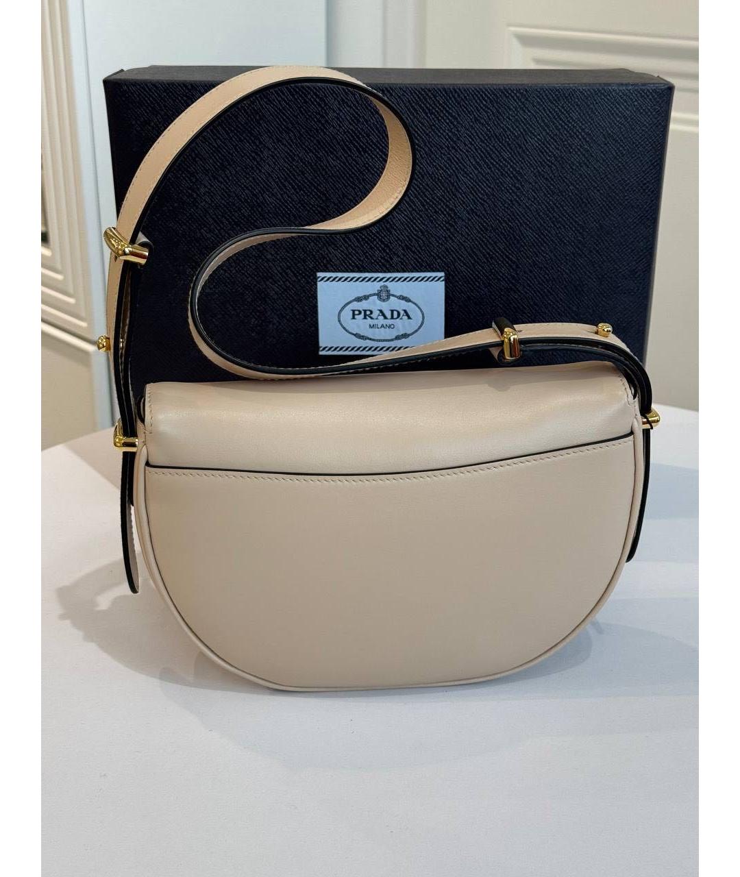 PRADA Бежевая кожаная сумка с короткими ручками, фото 3