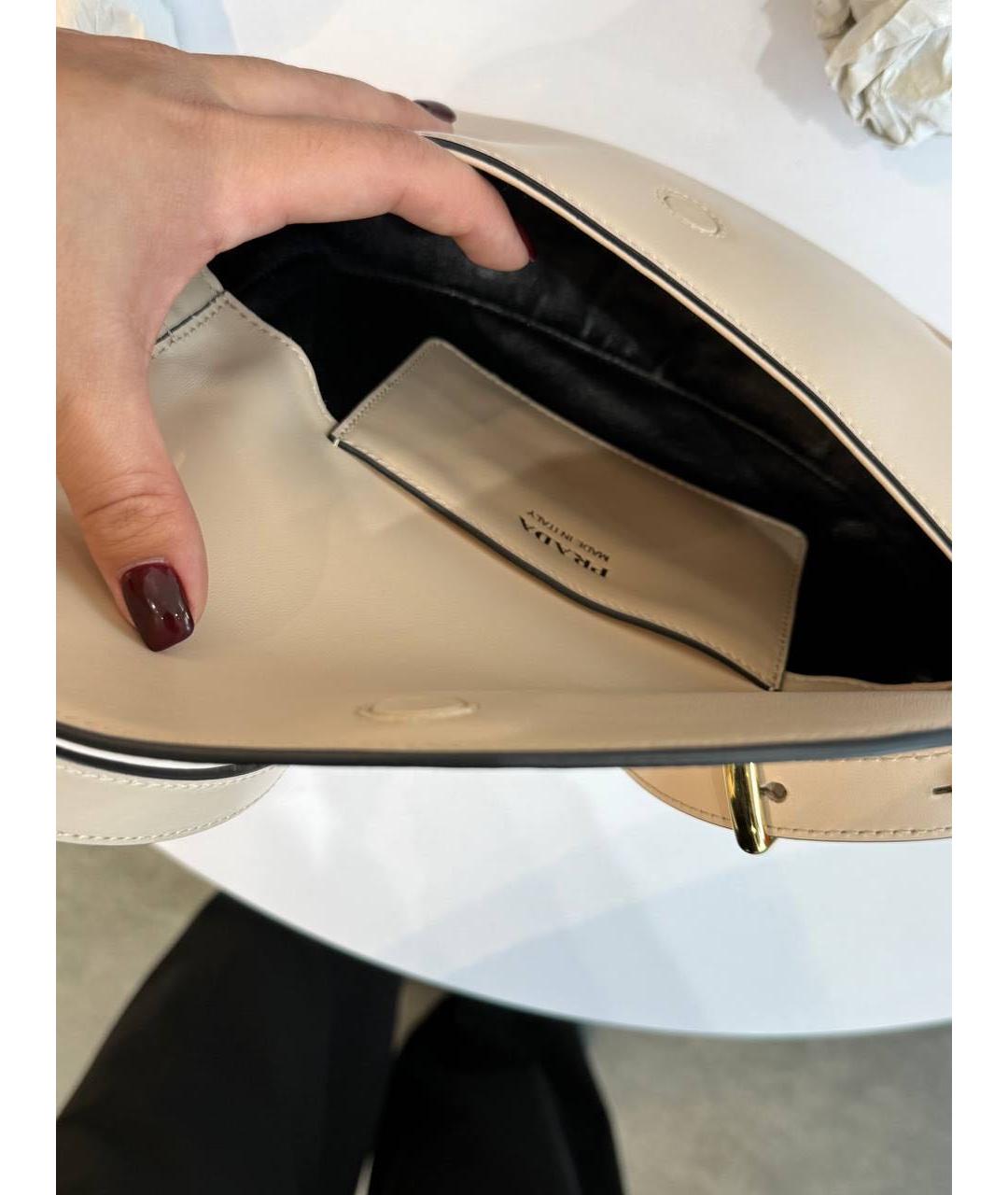 PRADA Бежевая кожаная сумка с короткими ручками, фото 4