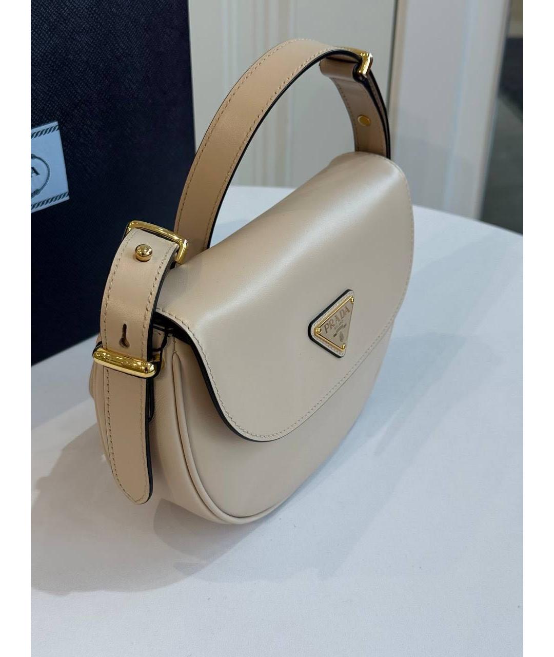 PRADA Бежевая кожаная сумка с короткими ручками, фото 2