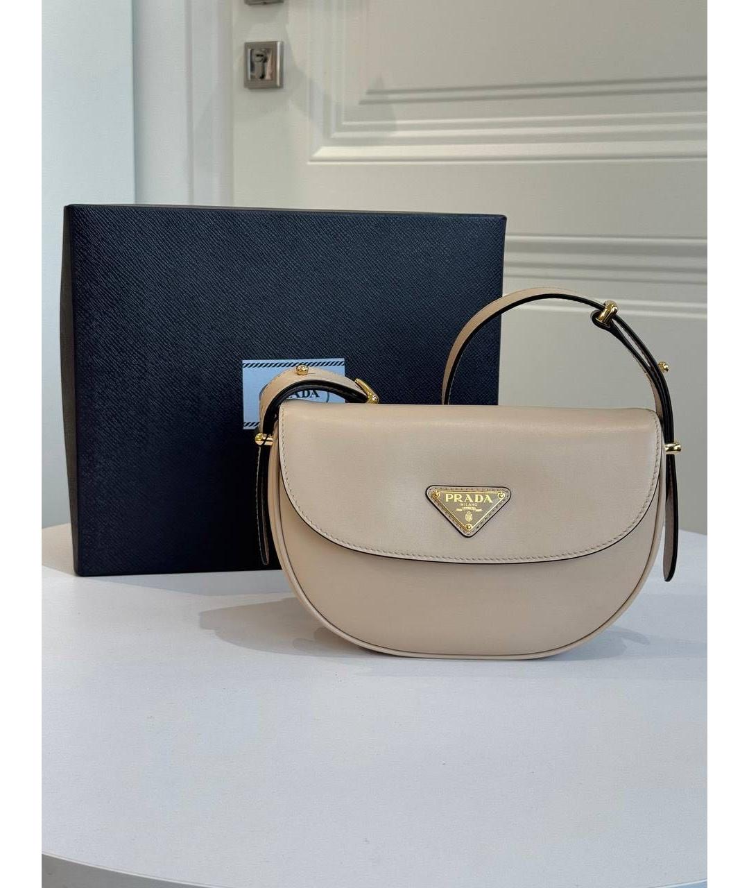 PRADA Бежевая кожаная сумка с короткими ручками, фото 8