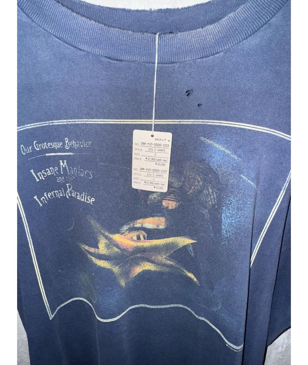 SAINT Mxxxxxx Темно-синяя хлопковая футболка, фото 3