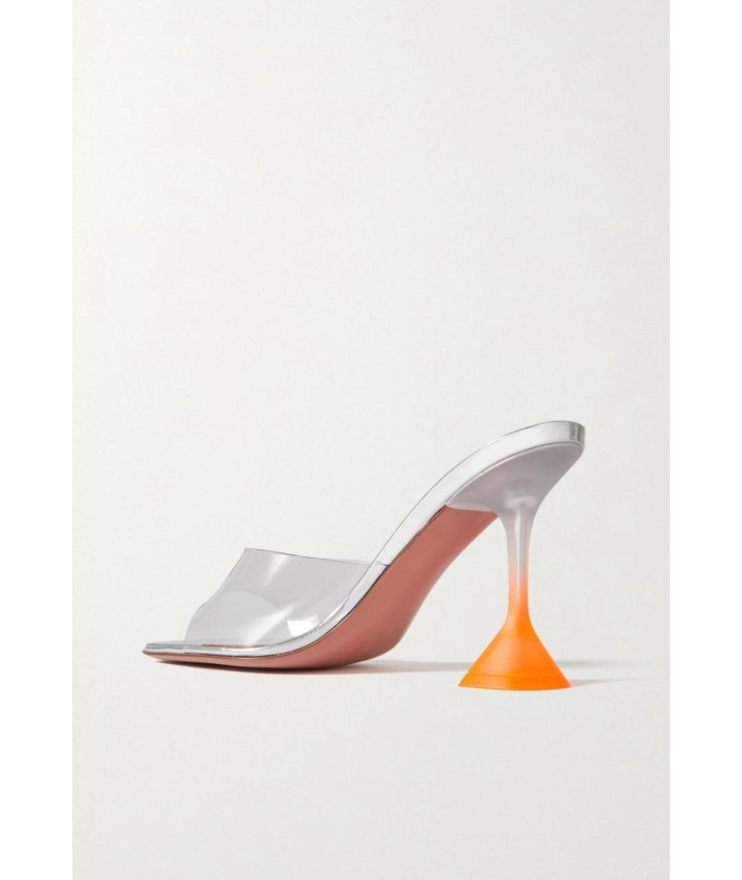 Amina Muaddi Серебряные резиновые мюли, фото 3