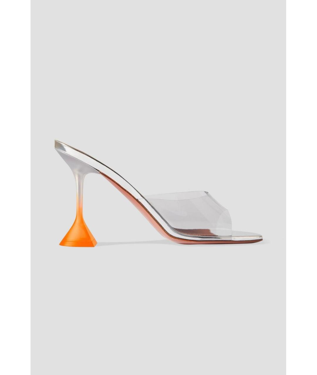 Amina Muaddi Серебряные резиновые мюли, фото 5