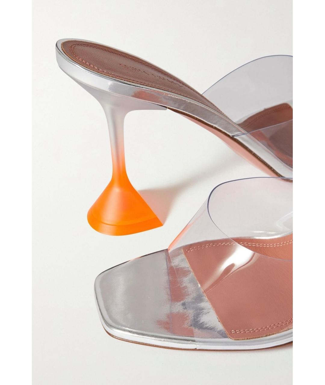 Amina Muaddi Серебряные резиновые мюли, фото 4