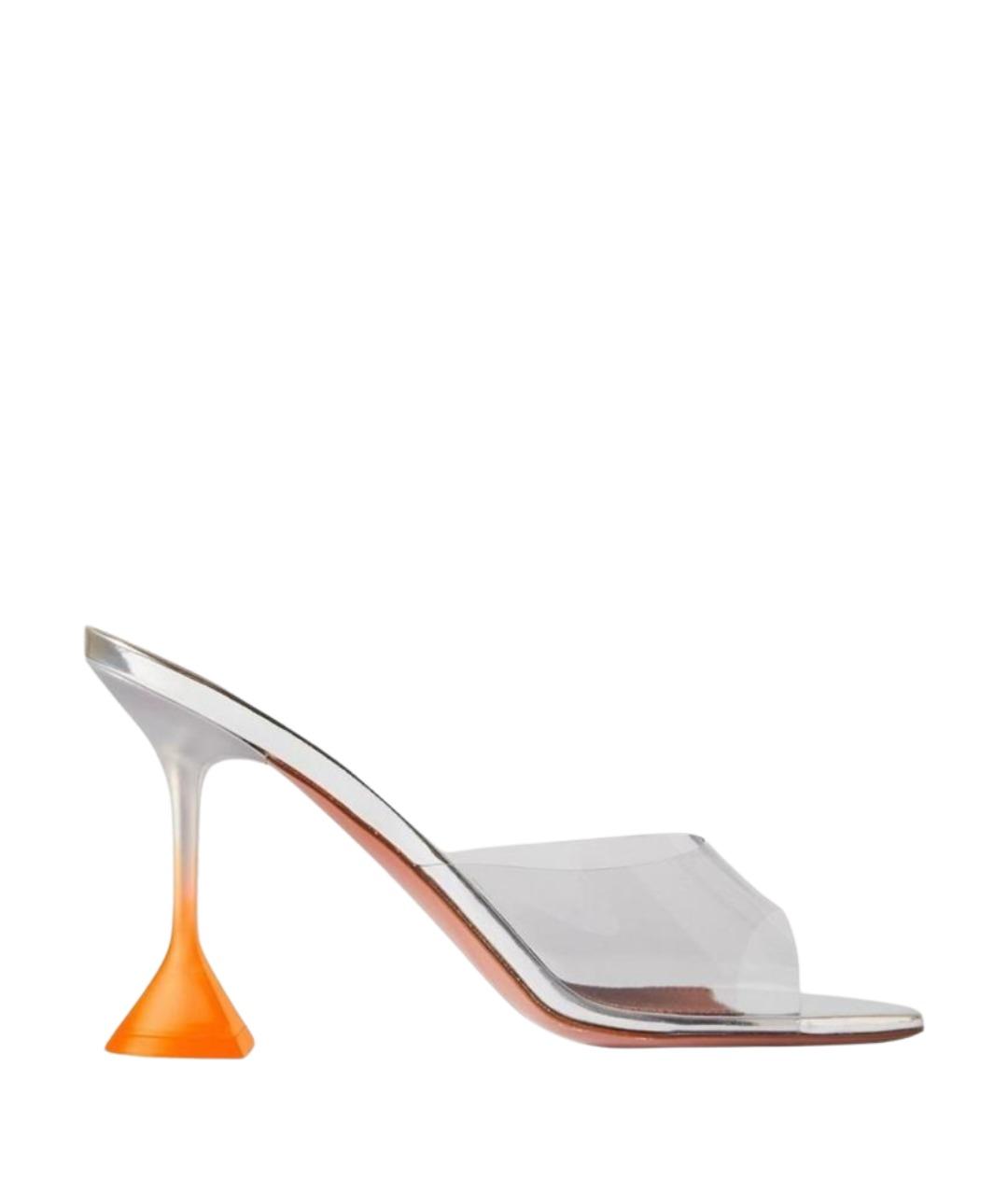 Amina Muaddi Серебряные резиновые мюли, фото 1