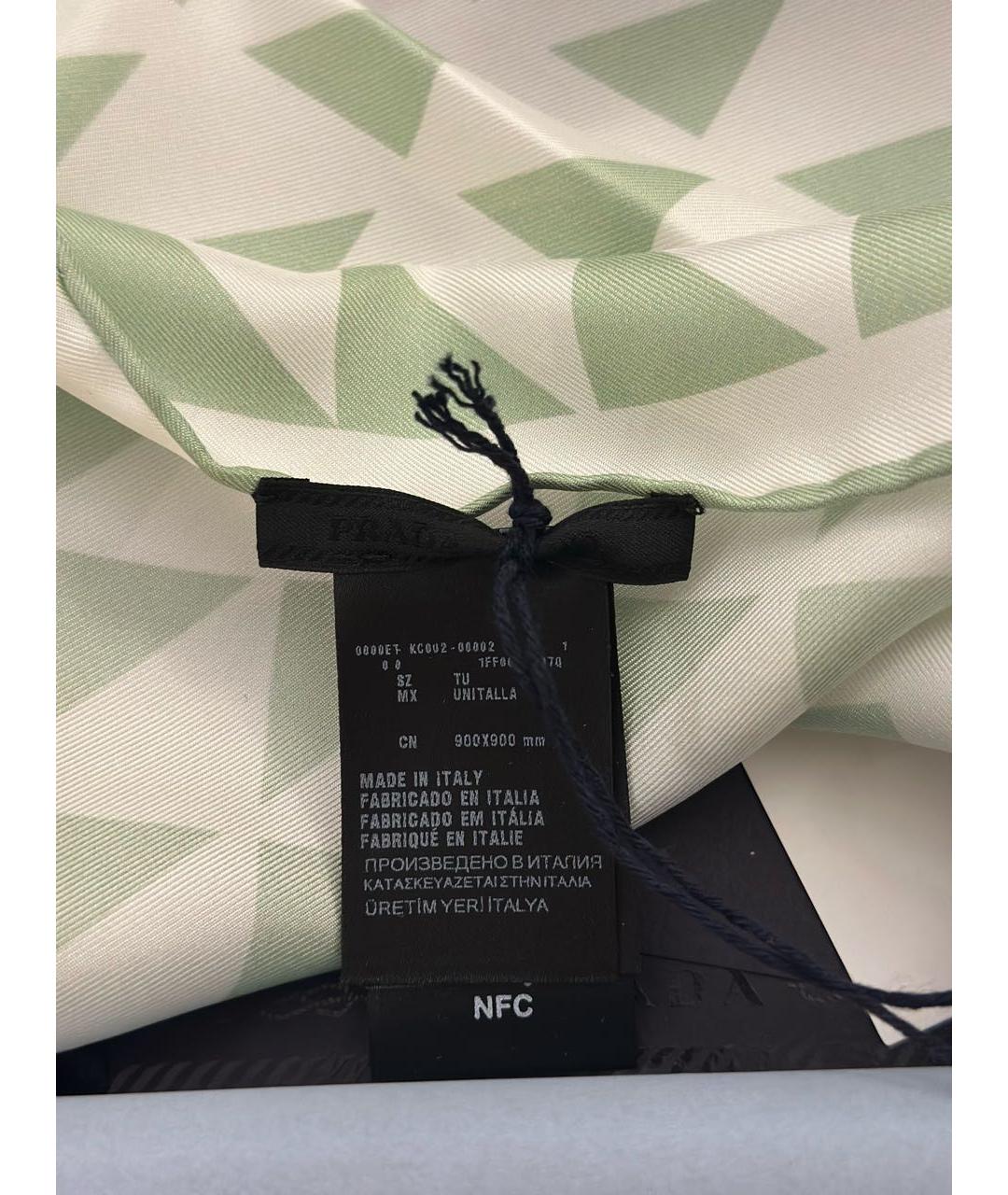 PRADA Зеленый шелковый платок, фото 3