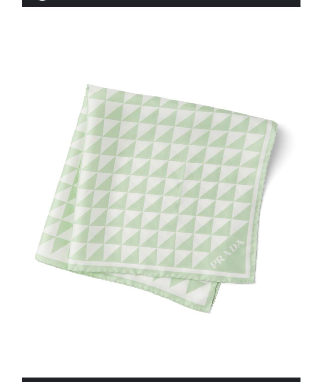 PRADA Зеленый шелковый платок, фото 5