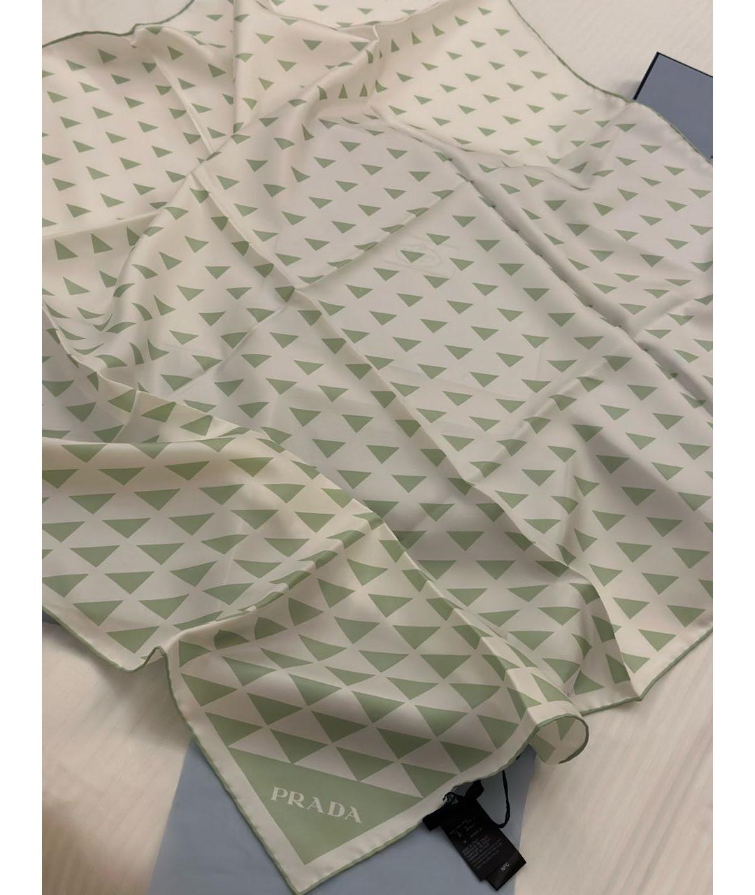 PRADA Зеленый шелковый платок, фото 2