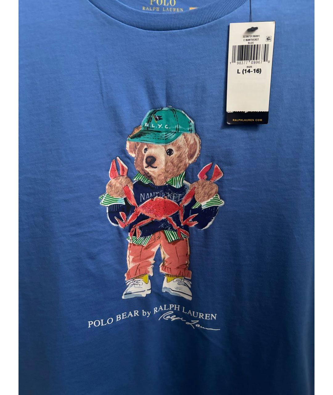 POLO RALPH LAUREN Голубая хлопковая футболка, фото 3