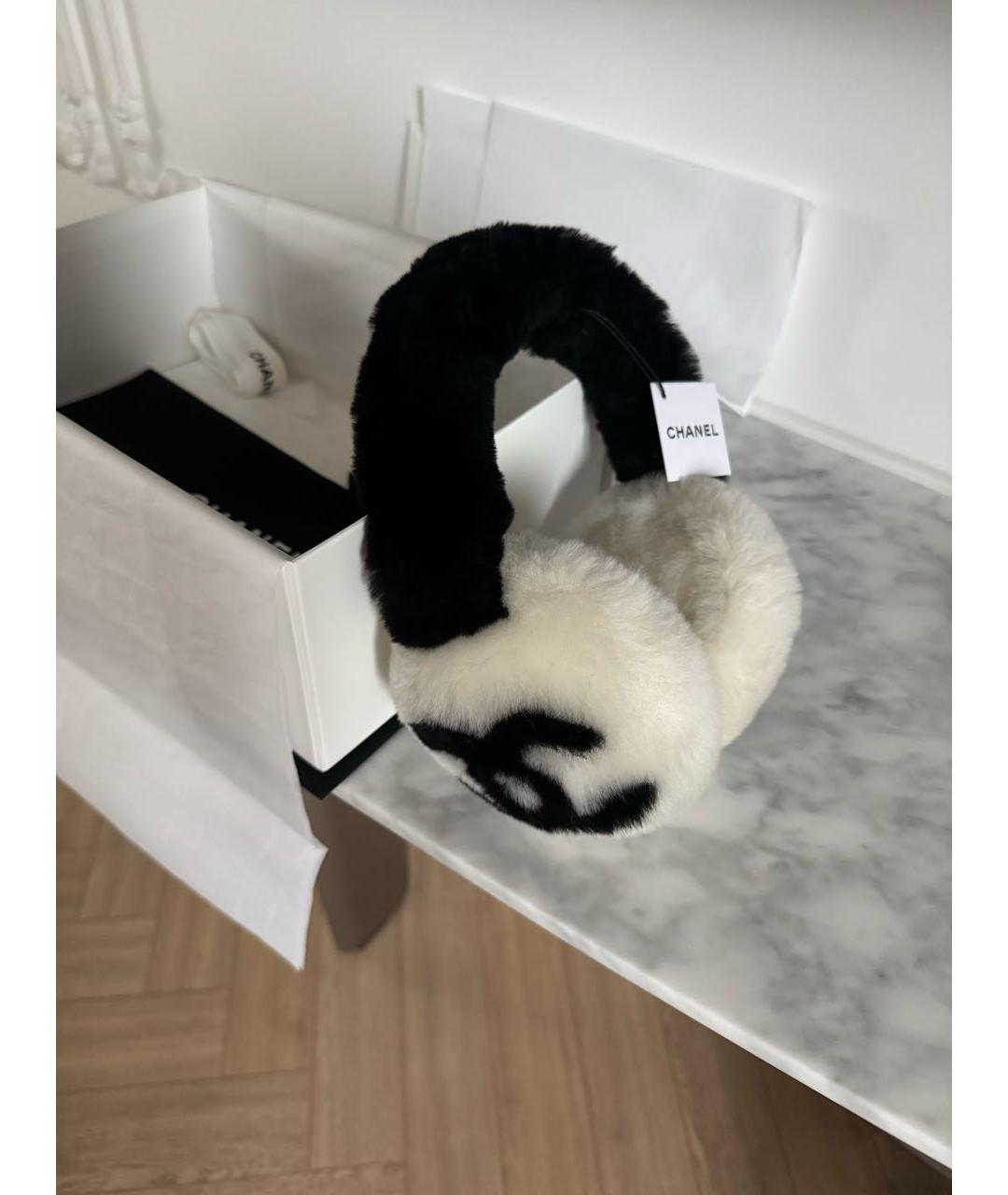 CHANEL Белые шерстяные наушники, фото 3