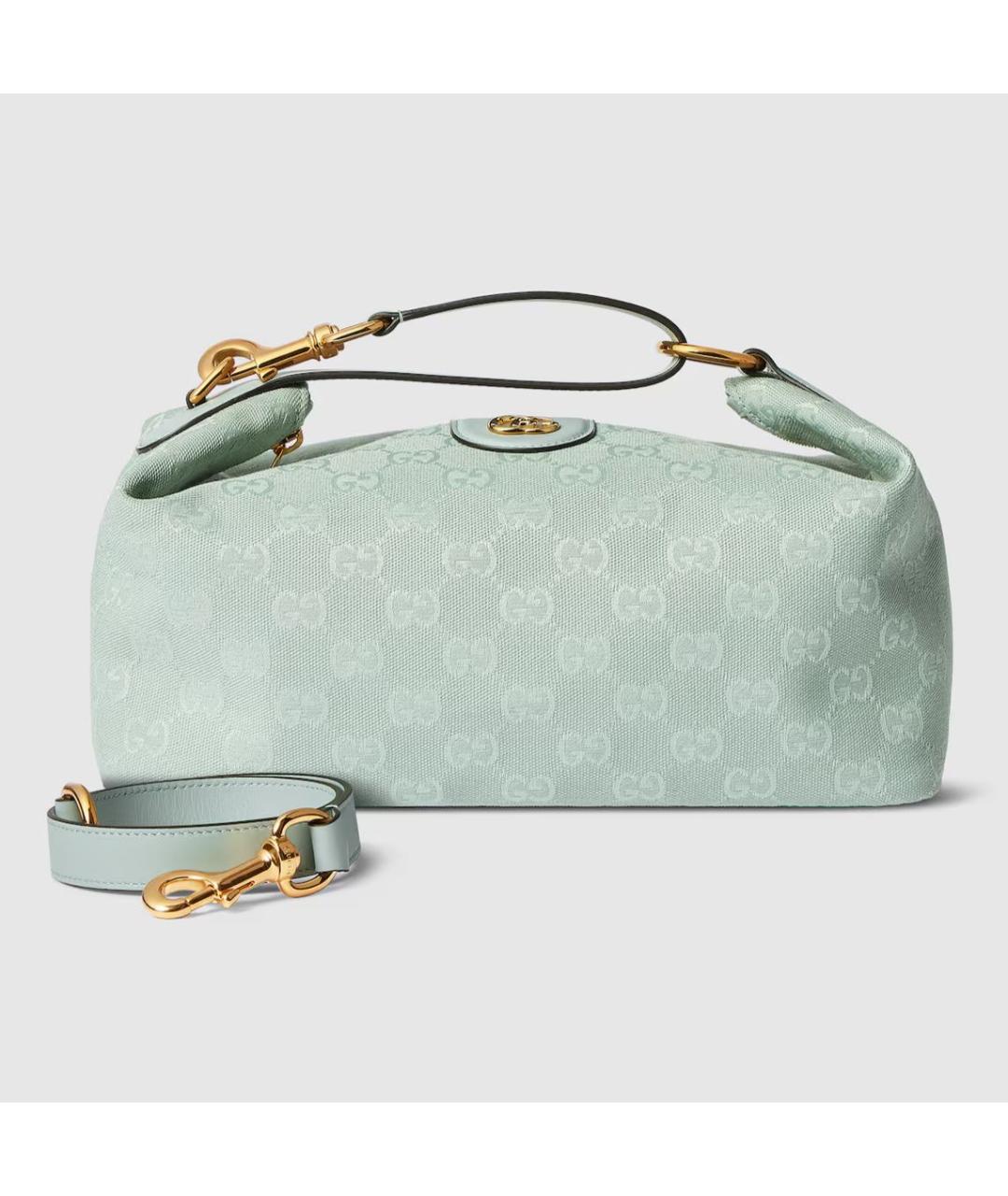 GUCCI Бирюзовая кожаная сумка с короткими ручками, фото 4