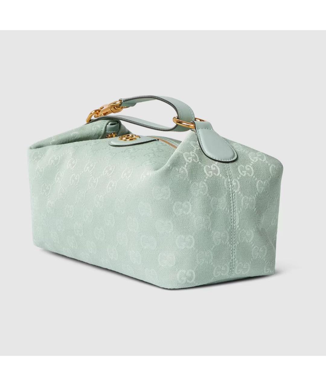 GUCCI Бирюзовая кожаная сумка с короткими ручками, фото 2