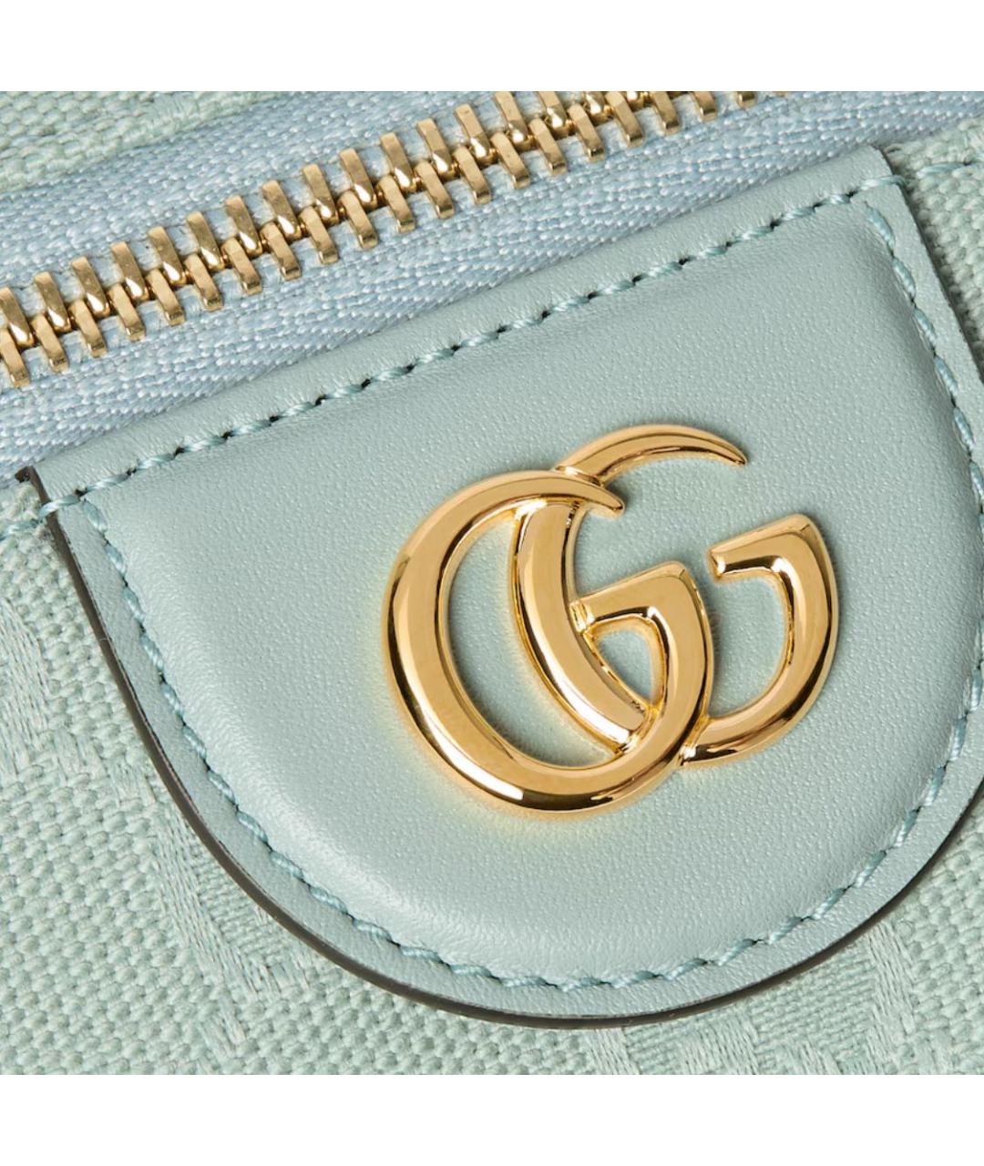 GUCCI Бирюзовая кожаная сумка с короткими ручками, фото 3