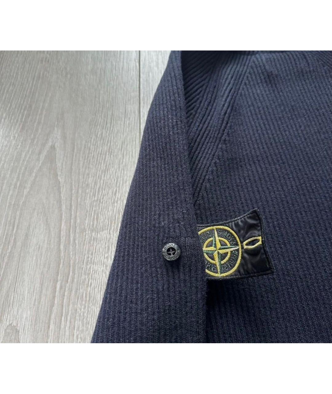 STONE ISLAND Темно-синяя шерстяная водолазка, фото 4