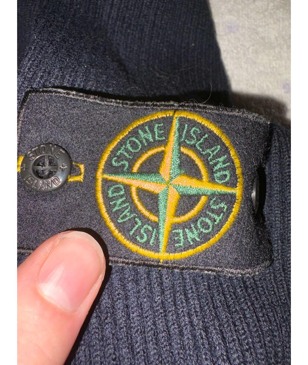 STONE ISLAND Темно-синяя шерстяная водолазка, фото 5