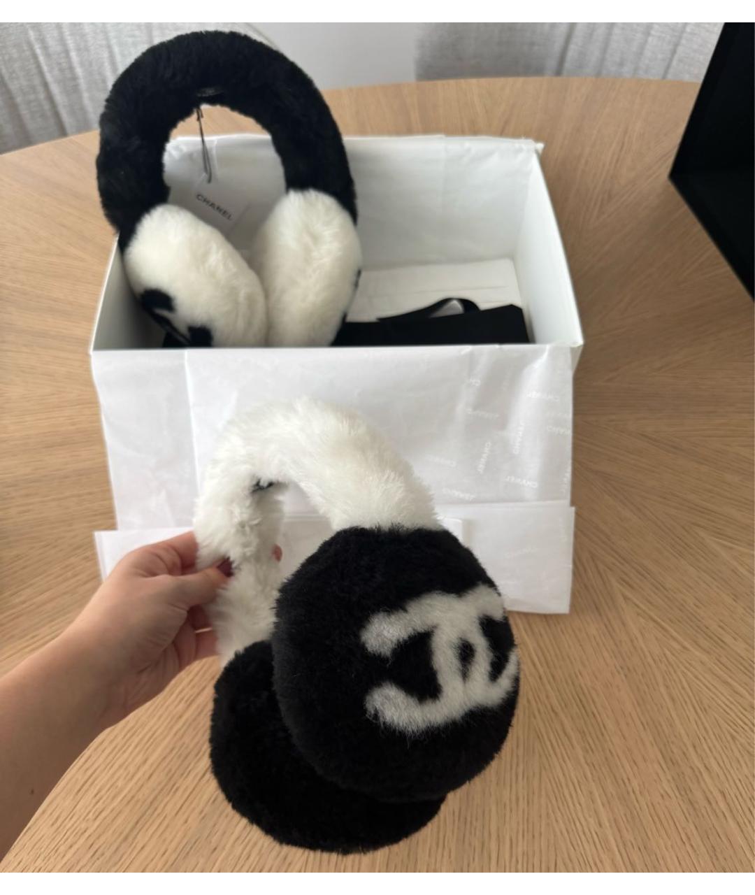 CHANEL Черные шерстяные наушники, фото 2