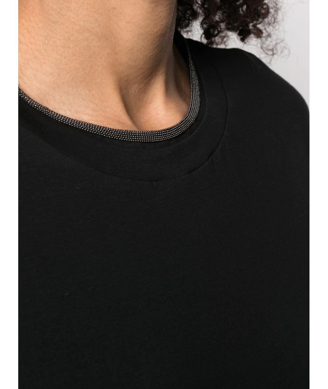 BRUNELLO CUCINELLI Черная хлопковая футболка, фото 5