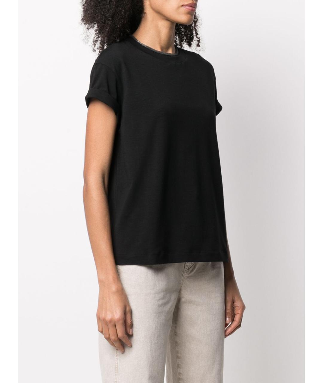 BRUNELLO CUCINELLI Черная хлопковая футболка, фото 3