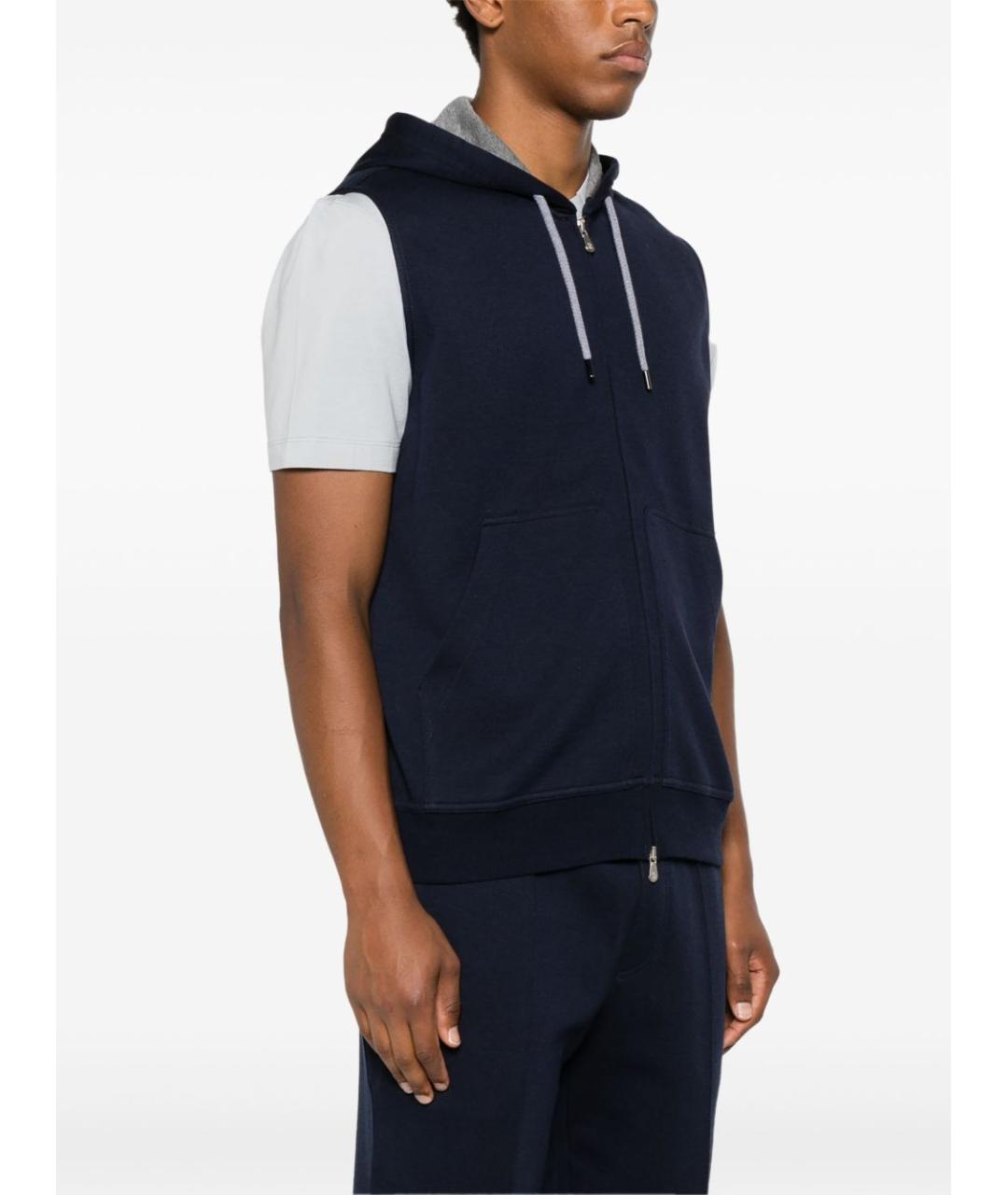 BRUNELLO CUCINELLI Синяя хлопковая жилетка, фото 6