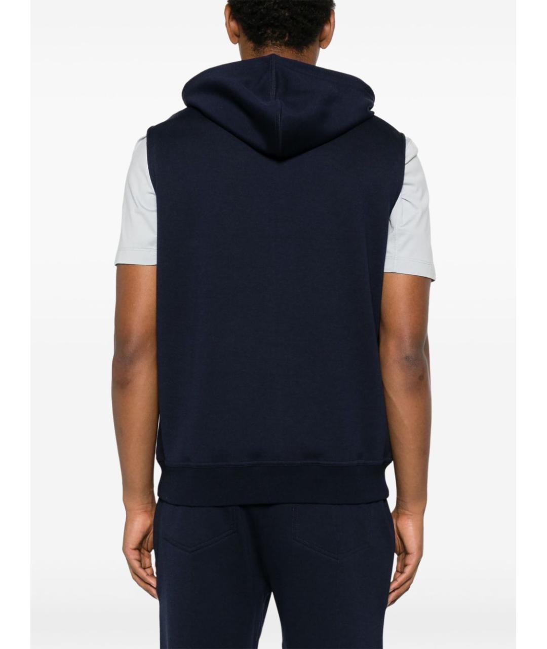 BRUNELLO CUCINELLI Синяя хлопковая жилетка, фото 4