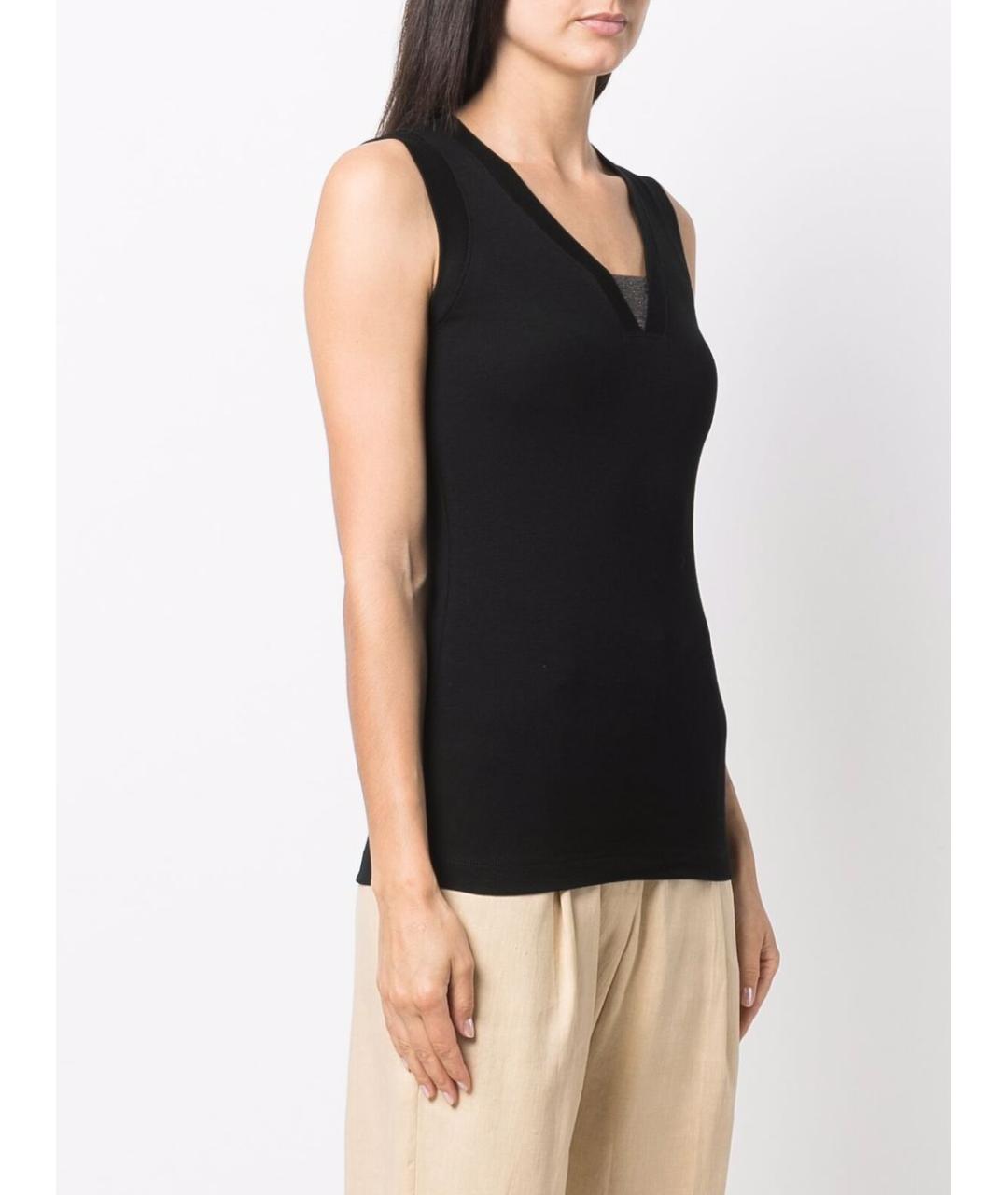 BRUNELLO CUCINELLI Черная хлопковая майка, фото 2