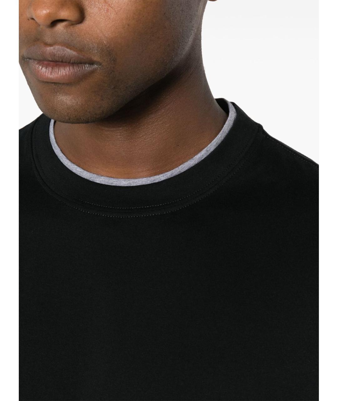 BRUNELLO CUCINELLI Черная хлопковая футболка, фото 4