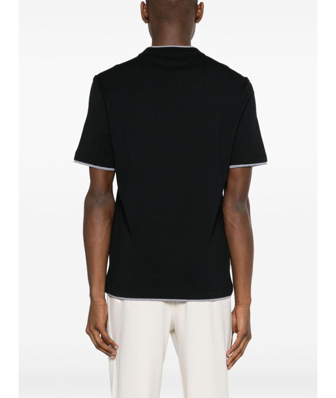 BRUNELLO CUCINELLI Черная хлопковая футболка, фото 3