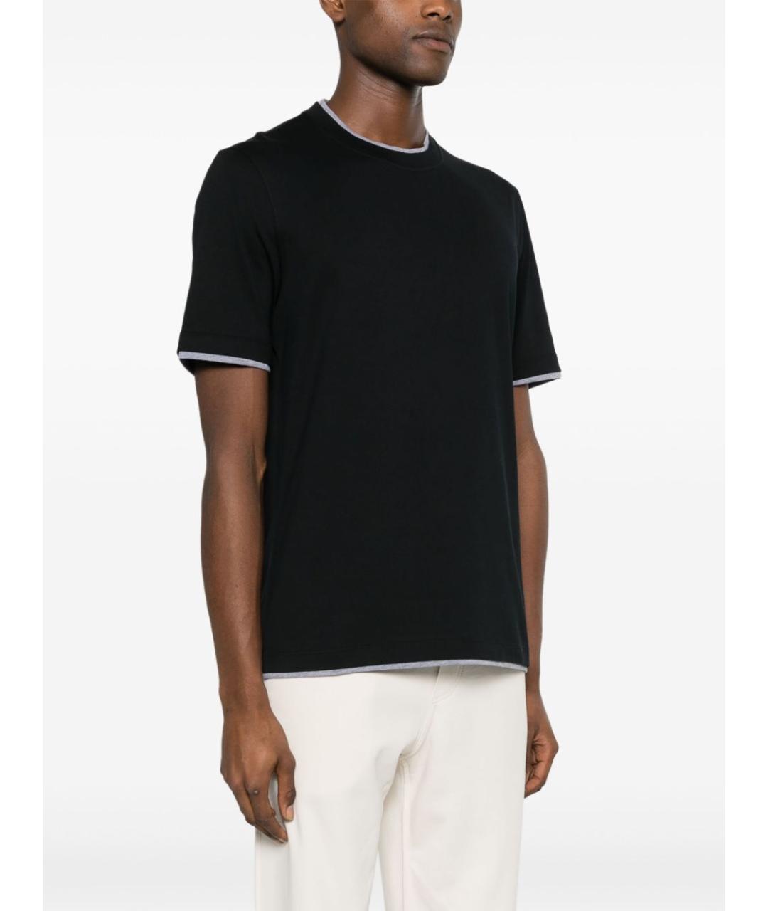 BRUNELLO CUCINELLI Черная хлопковая футболка, фото 5