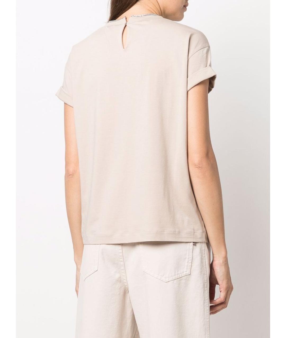 BRUNELLO CUCINELLI Бежевая хлопковая футболка, фото 3