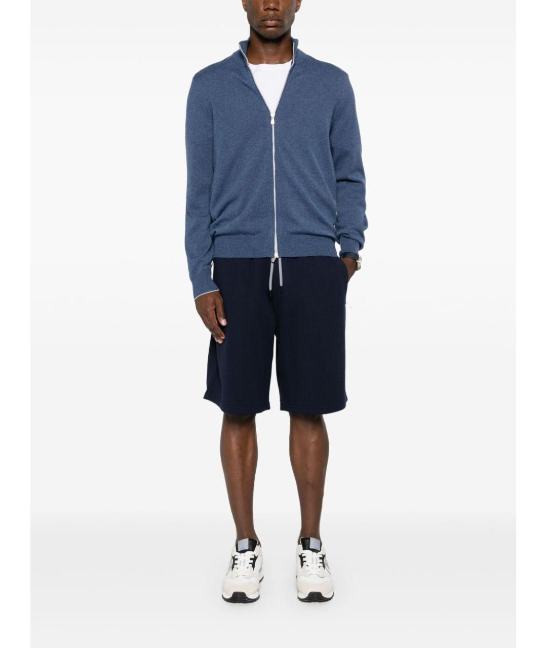 BRUNELLO CUCINELLI Синие хлопковые шорты, фото 5