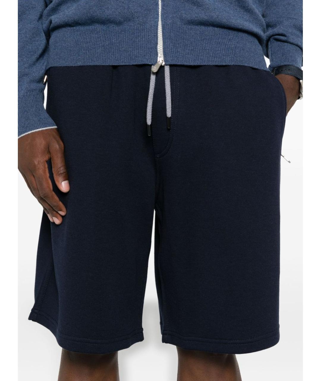 BRUNELLO CUCINELLI Синие хлопковые шорты, фото 3