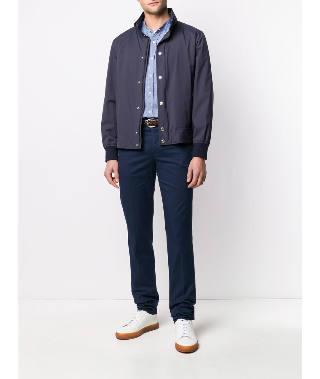 BRUNELLO CUCINELLI Синие хлопковые повседневные брюки, фото 4