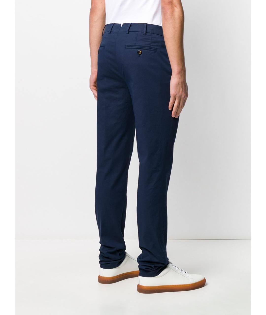BRUNELLO CUCINELLI Синие хлопковые повседневные брюки, фото 3