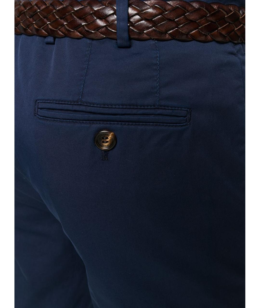 BRUNELLO CUCINELLI Синие хлопковые повседневные брюки, фото 5