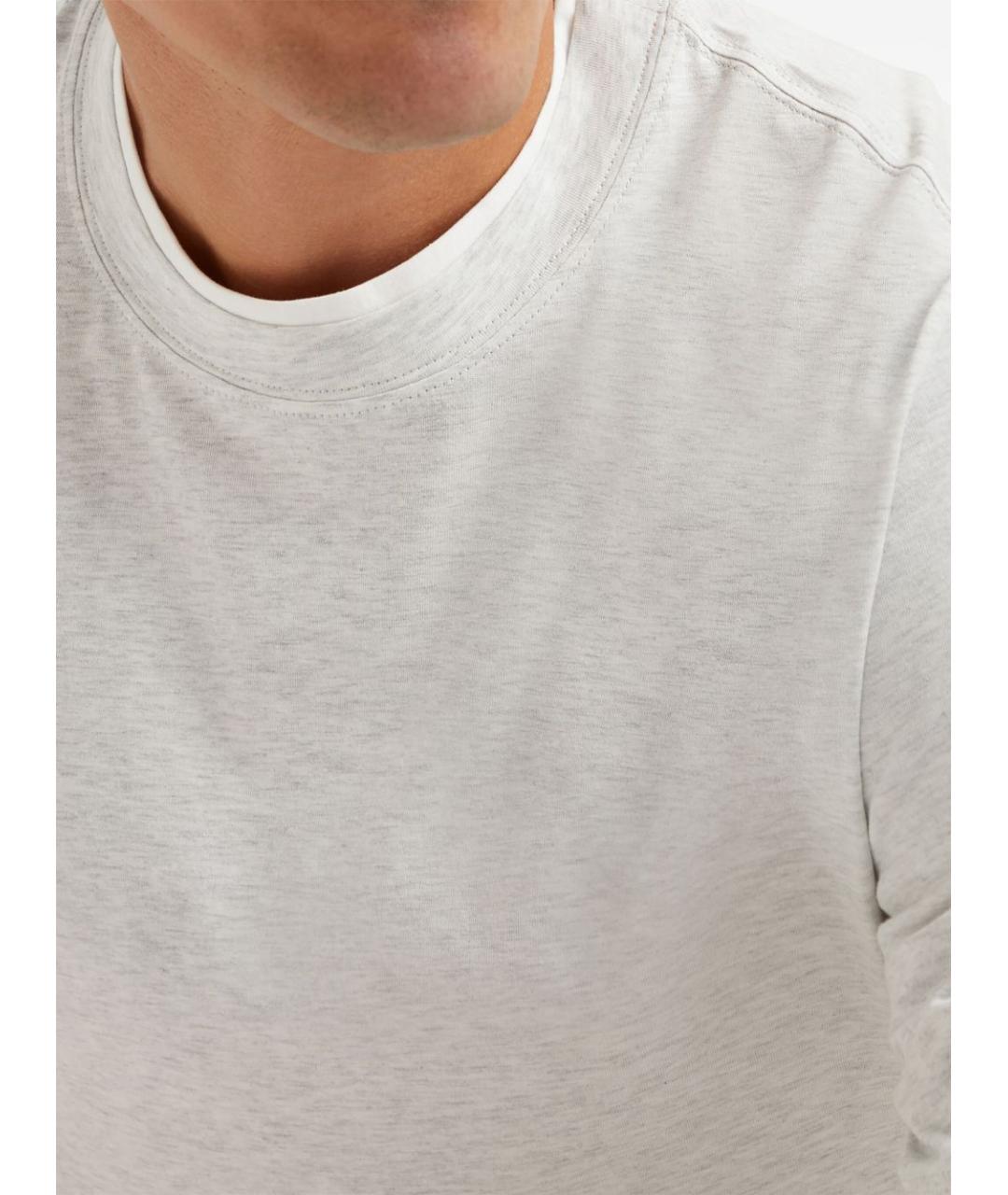 BRUNELLO CUCINELLI Серая хлопковая футболка, фото 3