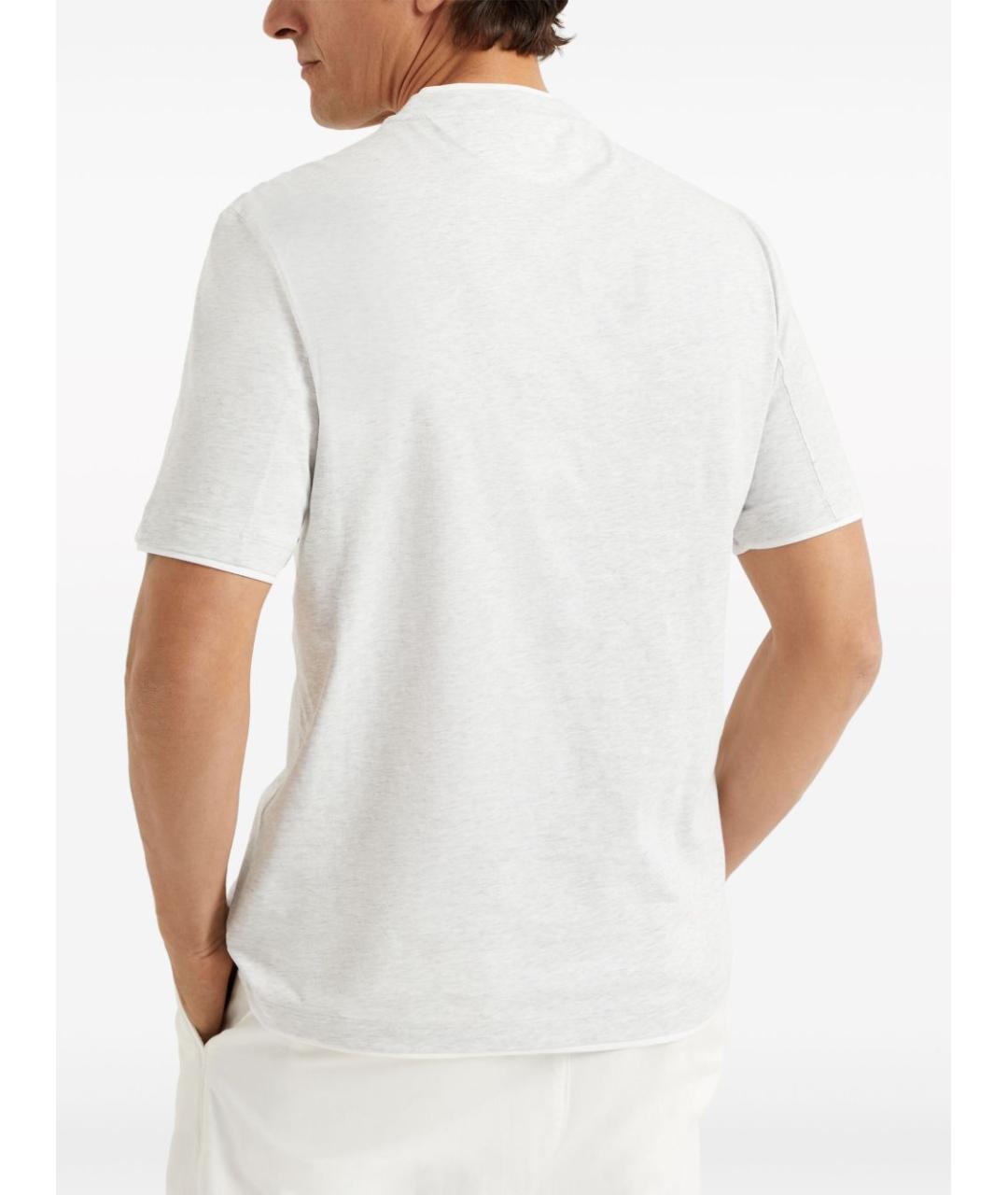BRUNELLO CUCINELLI Серая хлопковая футболка, фото 2