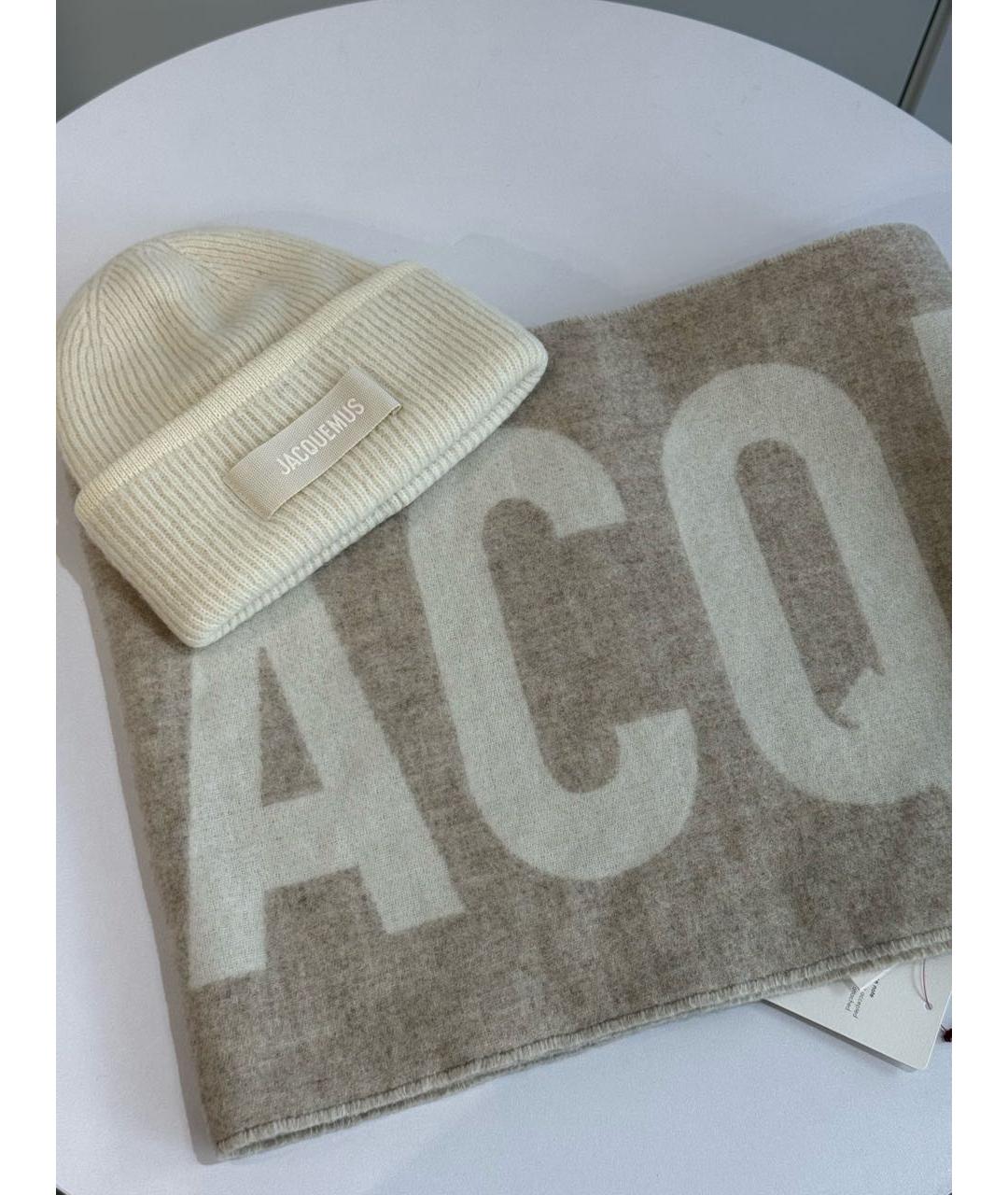 JACQUEMUS Бежевый шерстяной шарф, фото 2