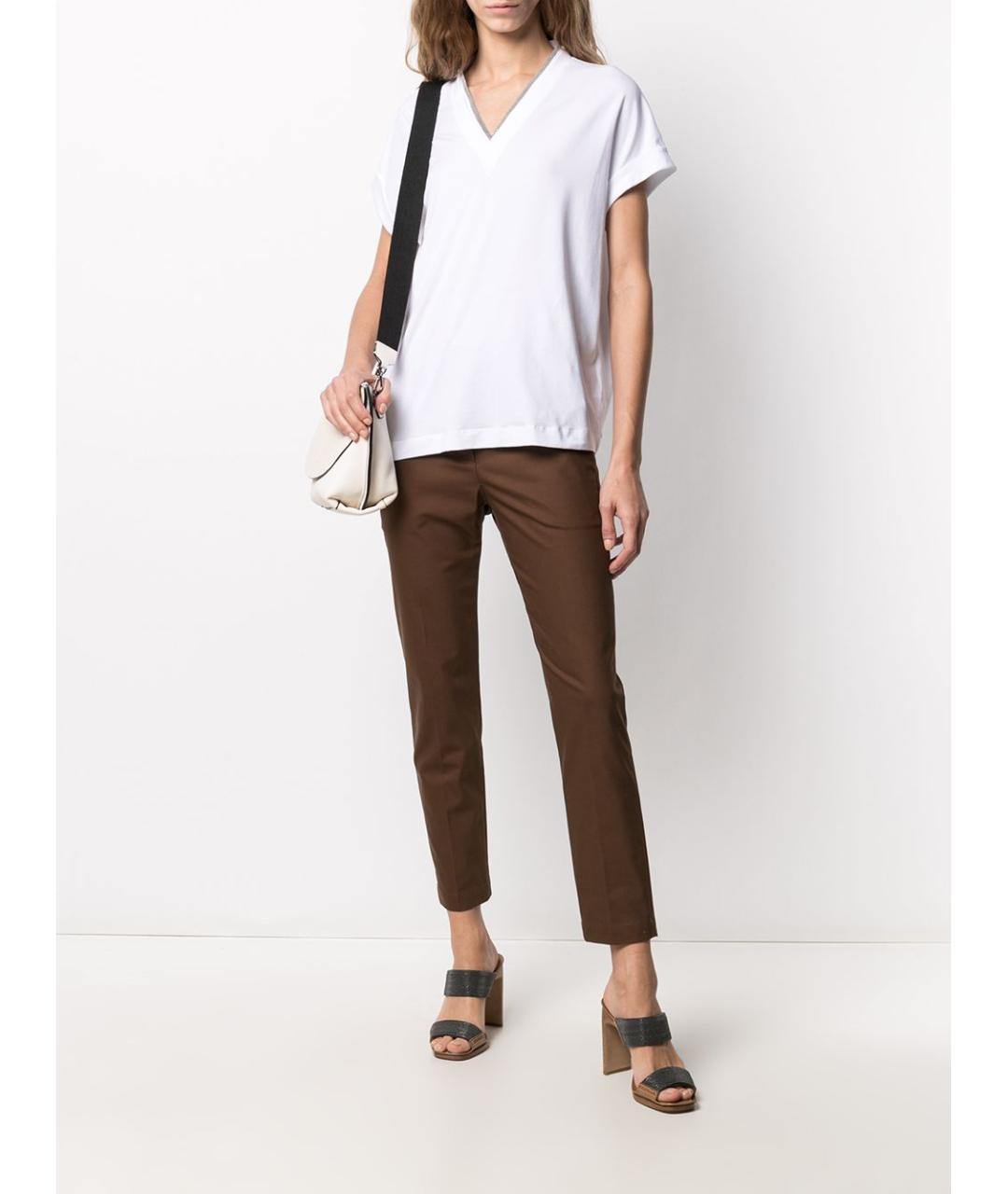 BRUNELLO CUCINELLI Белая хлопковая футболка, фото 2