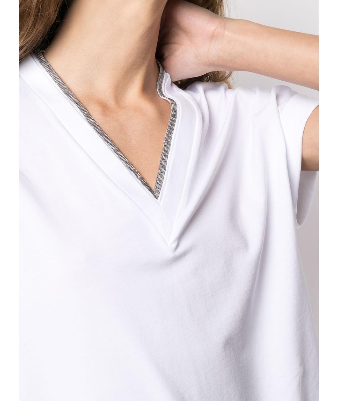 BRUNELLO CUCINELLI Белая хлопковая футболка, фото 5