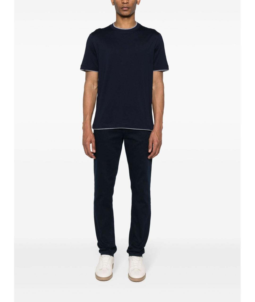 BRUNELLO CUCINELLI Синяя хлопковая футболка, фото 5