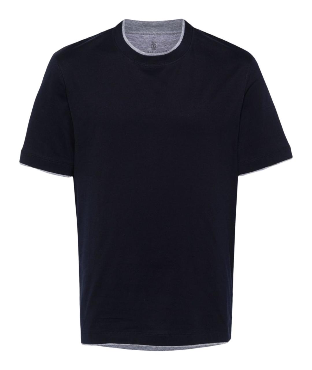 BRUNELLO CUCINELLI Синяя хлопковая футболка, фото 1