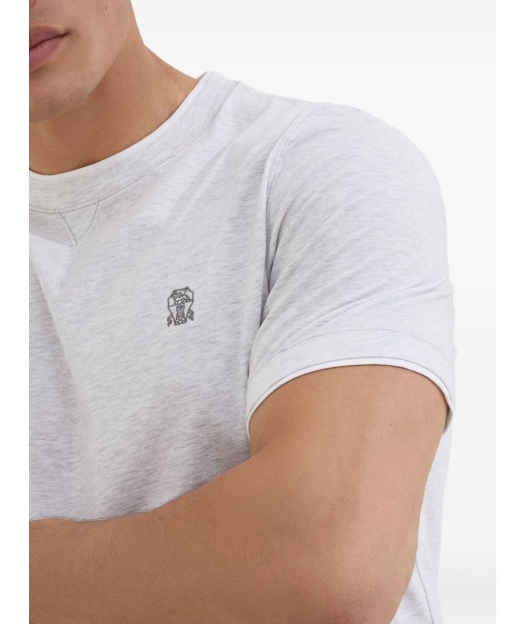 BRUNELLO CUCINELLI Белая хлопковая футболка, фото 3