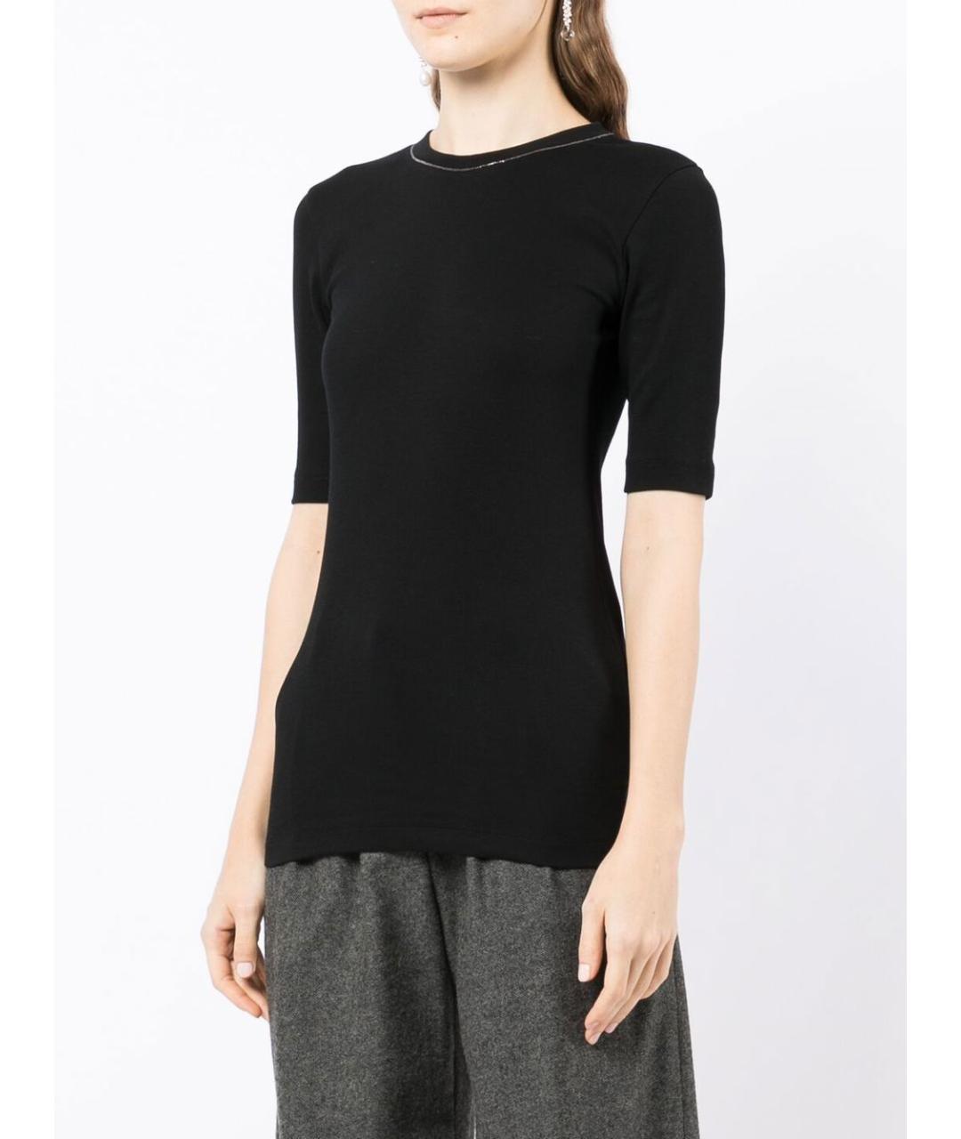 BRUNELLO CUCINELLI Черная хлопковая футболка, фото 2