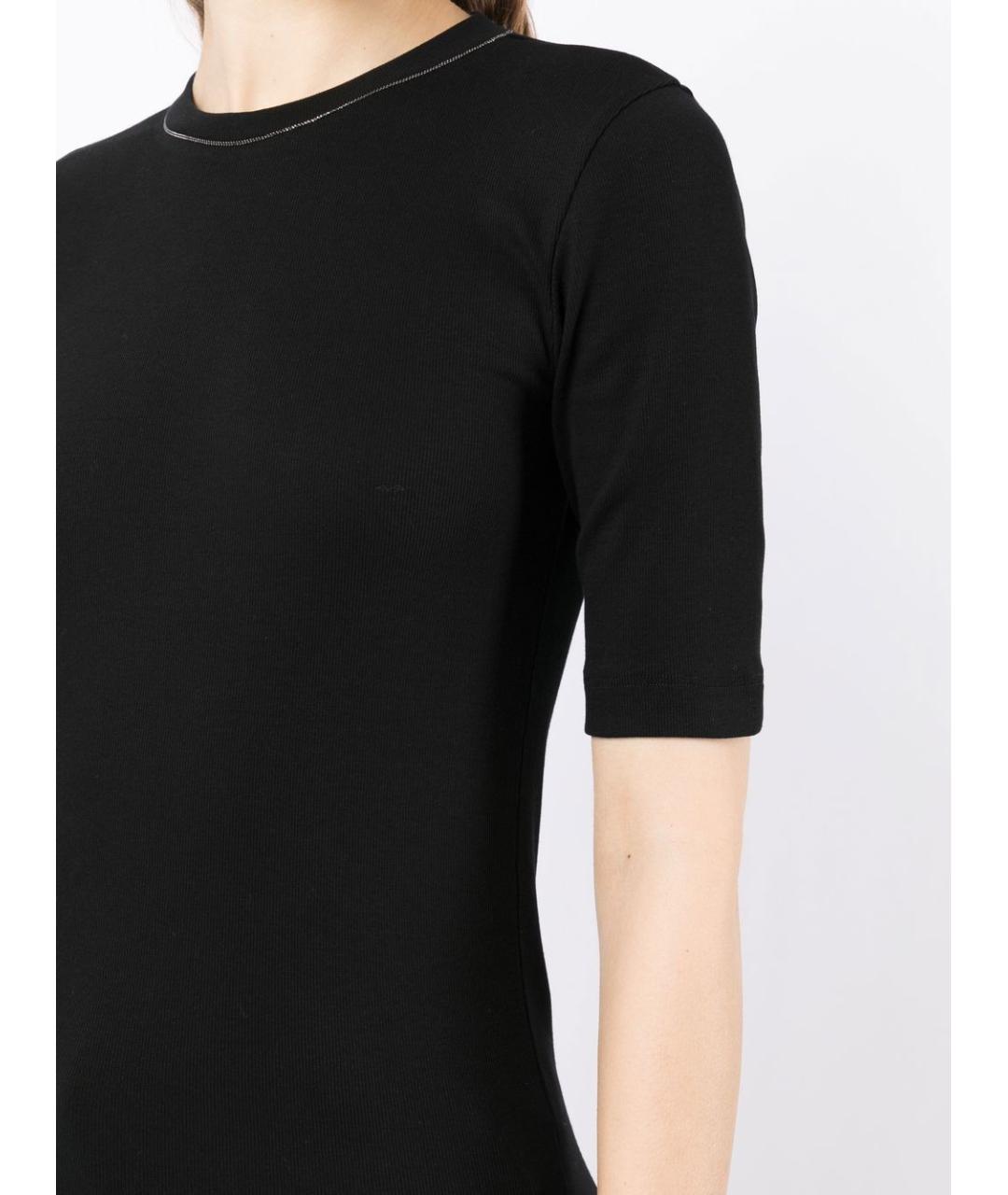 BRUNELLO CUCINELLI Черная хлопковая футболка, фото 4